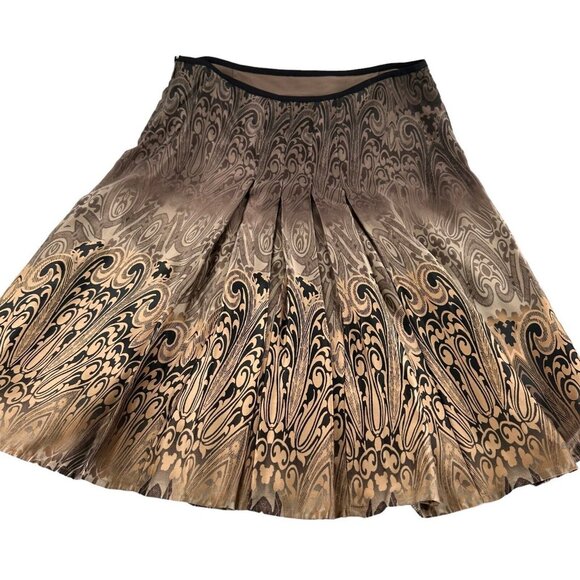 Axcess By Liz Claiborne Brown Black Pleated A-Line Skirt 8 Boho Ombre Pleated - Picture 2 of 12